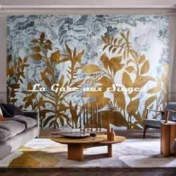 Papier peint Casamance - Fleur de Lune - rf: 7565.1832 Gris nuage/Dor