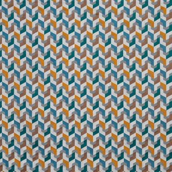 Tissu Osborne & Little - Pageant - rf: F7050.02 Teal/Saffron/Petrol/Steel