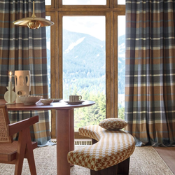 Tissu Casamance - Vanoise - rf: 1242.0286 Ocre/Bleu nordique
