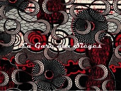 Tissu Jean Paul Gaultier - Meltingpot - rf: 3452.02 Rouge ( dtail )