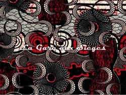 Tissu Jean Paul Gaultier - Meltingpot - rf: 3452.02 Rouge ( dtail )