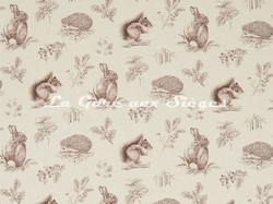 Tissu Sanderson - Squirrel & Hedgehog - rf: 225523 Walnut/Linen