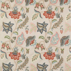 Tissu Colefax & Fowler - Somerton - rf: F4741.01 Coral/Aqua