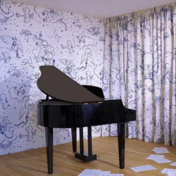 Papier peint Pierre Frey - Le Monde parral'aile - rf: F205.002 Bleu