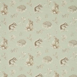 Tissu Sanderson - Squirrel & Hedgehog - rf: 225522 Seaspray/Charcoal