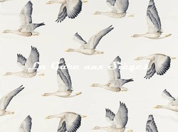 Tissu Sanderson - Elysian Geese - rf: 226520 Argent/Craie