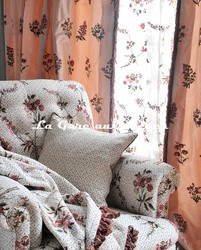 Tissu Braqueni - Herbier Broderie - rf: B7564.001 Vieux rose