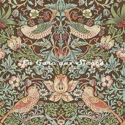 Papier peint William Morris - Strawberry Thief - rf: 216868 Chocolate/Slate