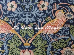 Tissu William Morris - Strawberry Thief - rf: 220313 Indigo/Mineral ( dtail )