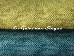 Tissu Dominique Kieffer - Gros Lin - rf: 17208 - Coloris: 03 Chartreuse & 04 Cobalt