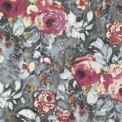Tissu Casamance - Galante - rf: 3818.0101 Rose sorbet/Gris fusain