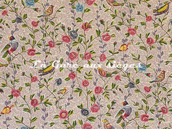 Tissu Casal - Fleurs et Oiseaux - rf: 30411.8090 Grenat/Rose