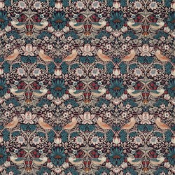 Tissu Morris & Co - Strawberry Thief Velvet - rf: 236931 Mulberry/Slate