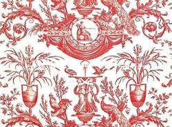 Tissu Pierre Frey - Fontaine & Animaux - rf: F3378.004 Rouge d'Orient