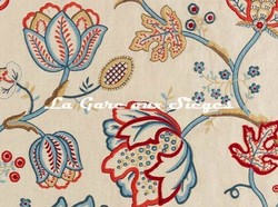 Tissu William Morris - Theodosia Embroidery - rf: 236822 Wine/Indigo ( dtail )