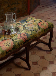 Tissu Braqueni - Verdure flamande - rf: B6042.002 Bleu/Vert