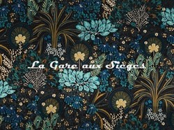 Tissu Casamance - Opium - rf: 4997.0467 Marine/Jaune d'or