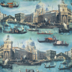 Tissu Fadini Borghi - Venezia - rf: I6626.001 Acqua E Cielo