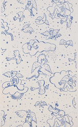 Tissu Pierre Frey - Le Monde parral'aile - rf: F4027.001 Bleu