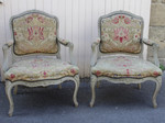 Paire de fauteuils Louis XV  dossier plat