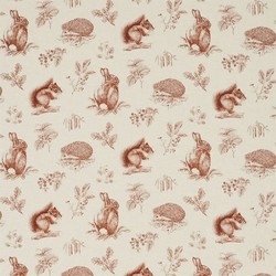 Tissu Sanderson - Squirrel & Hedgehog - rf: 225524 Henna/Wheat