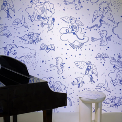 Papier peint Pierre Frey - Le Monde parral'aile - rf: F205.002 Bleu