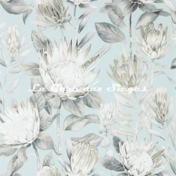 Papier peint Sanderson - King Protea - rf: 216645 Aqua/Linen