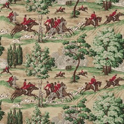 Tissu Sanderson - Tally Ho - rf: 224338 Evergreen/Crimson