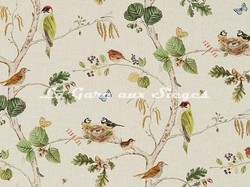 Tissu Sanderson - Woodland Chorus - rf: 225511 Linen/Multi ( dtail )