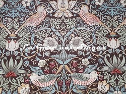 Tissu William Morris - Strawberry Thief - rf: 220311 Chocolate/Slate ( dtail )