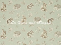 Tissu Sanderson - Squirrel & Hedgehog - rf: 225522 Seaspray/Charcoal