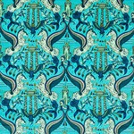 Tissu Clarke &amp; Clarke - Odyssey Mythos Velvet - rf: F1753/01 Peacock