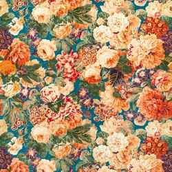 Tissu Sanderson - Very Rose and Peony - rf: 226882 Kingfisher/Rowan Berry