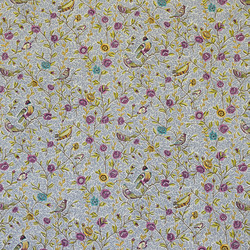 Tissu Casal - Fleurs et Oiseaux - rf: 30411.1596 Indigo/Prune