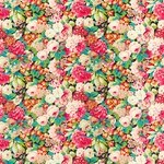 Tissu Sanderson - Rose and Peony - rf: 226868 Cerise/Veridian