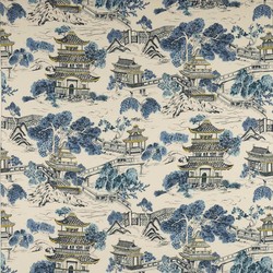 Tissu Manuel Canovas - Mandarin - rf: M4153.03 Bleu de Chine