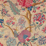 Tissu Braqueni - Le gand Corail - rf: B080A.001 Rouge/Fond Crme
