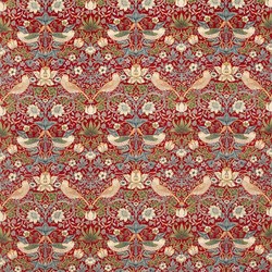 Tissu Morris & Co - Strawberry Thief Velvet - rf: 236933 Crimson/Slate