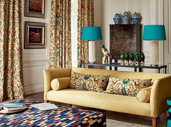 Tissu Zoffany - Cosmati Embroidery - rf: 333085 Ink/Tigers Eye