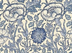 Tissu William Morris - Pink & Rose - rf: 222531 Vellum/Indigo ( dtail )