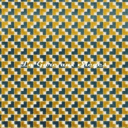 Tissu Casamance - Baker Street - rf: 4852.0722 Moutarde/Ptrole