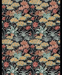 Tissu Casamance - Cit des Roses - rf: 4714.0121 Noir de Lune/Terracotta