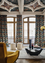 Tissu Casamance - Strates - rf: 4627.0433 Acajou/Pierre bleue