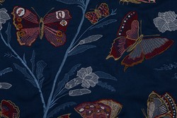 Tissu Quenin - Flanerie - rf: 4270.03 Encre ( dtail )