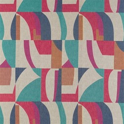 Tissu Harlequin - Bodega - rf: 132868 Indigo/Mandarin/Fuchsia