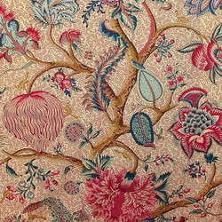 Tissu Braqueni - Le gand Corail - rf: B080A.001 Rouge/Fond Crme