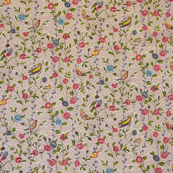 Tissu Casal - Fleurs et Oiseaux - rf: 30411.8090 Grenat/Rose
