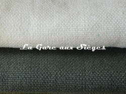 Tissu Dominique Kieffer - Gros Lin - rf: 17208 - Coloris: 01 Ivory & 02 Lichen