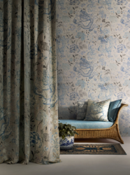 Tissu Jim Thompson - Dragon Garden - r�f: J4004.002 Silver Moon