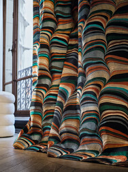 Tissu Casamance - Strates - rf: 4627.0433 Acajou/Pierre bleue